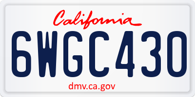 CA license plate 6WGC430