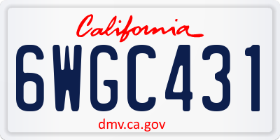 CA license plate 6WGC431