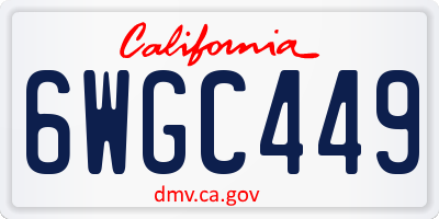 CA license plate 6WGC449