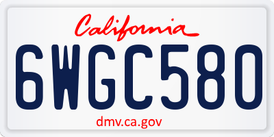 CA license plate 6WGC580