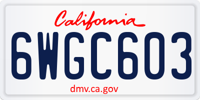CA license plate 6WGC603