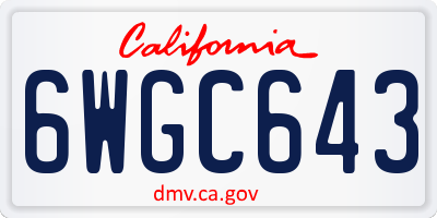 CA license plate 6WGC643