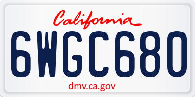 CA license plate 6WGC680