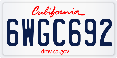 CA license plate 6WGC692