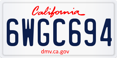 CA license plate 6WGC694