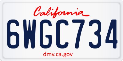 CA license plate 6WGC734