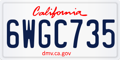 CA license plate 6WGC735
