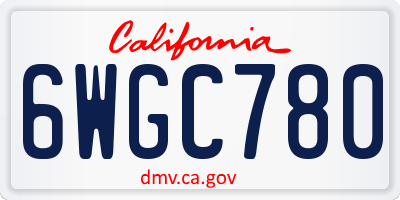 CA license plate 6WGC780