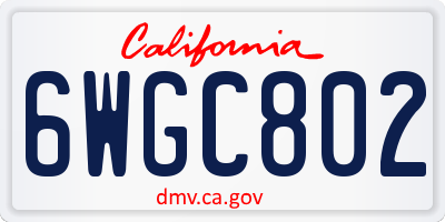 CA license plate 6WGC802