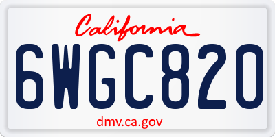 CA license plate 6WGC820