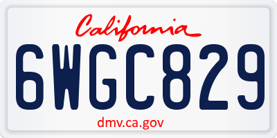 CA license plate 6WGC829