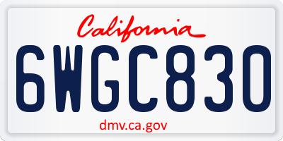 CA license plate 6WGC830