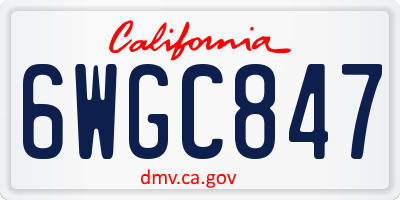 CA license plate 6WGC847