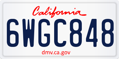 CA license plate 6WGC848