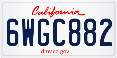 CA license plate 6WGC882