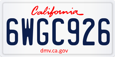CA license plate 6WGC926