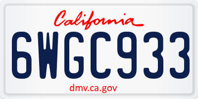 CA license plate 6WGC933