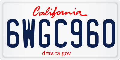 CA license plate 6WGC960
