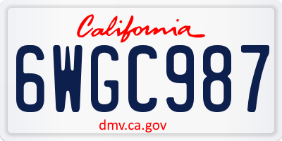 CA license plate 6WGC987