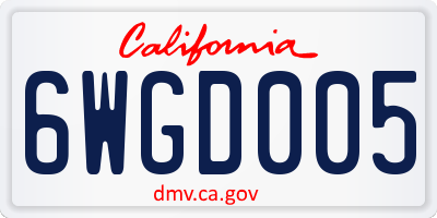 CA license plate 6WGD005