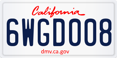 CA license plate 6WGD008