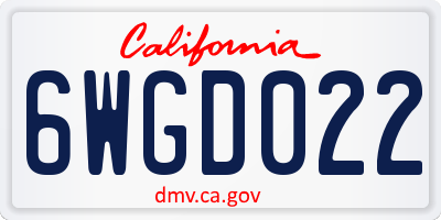 CA license plate 6WGD022