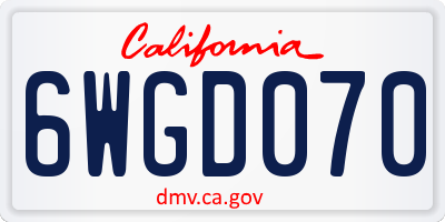 CA license plate 6WGD070