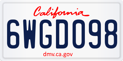 CA license plate 6WGD098