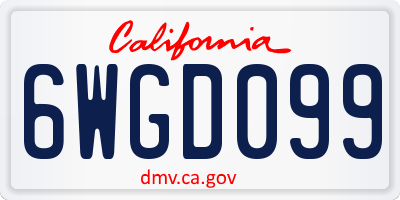 CA license plate 6WGD099