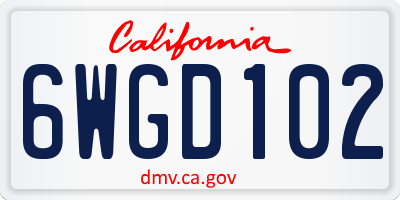 CA license plate 6WGD102