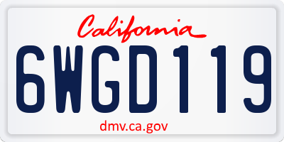 CA license plate 6WGD119