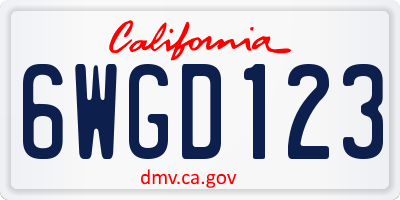 CA license plate 6WGD123