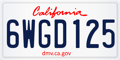 CA license plate 6WGD125