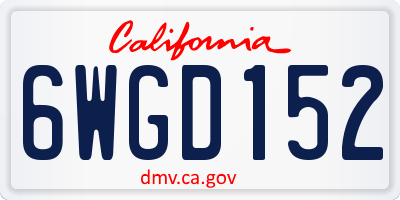 CA license plate 6WGD152