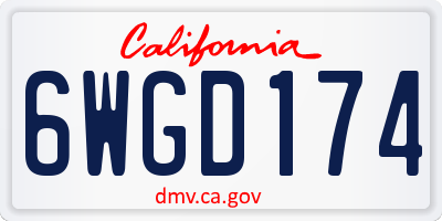 CA license plate 6WGD174