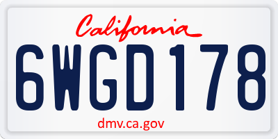 CA license plate 6WGD178