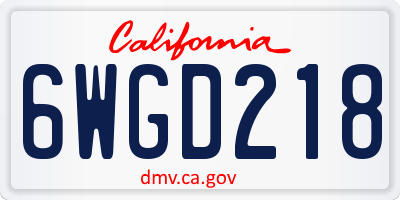CA license plate 6WGD218