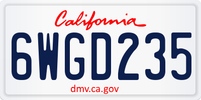 CA license plate 6WGD235