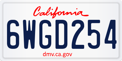 CA license plate 6WGD254