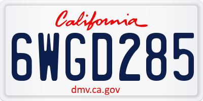 CA license plate 6WGD285
