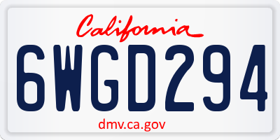 CA license plate 6WGD294