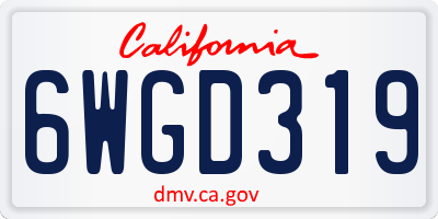 CA license plate 6WGD319