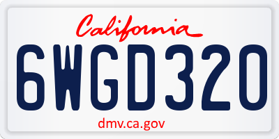 CA license plate 6WGD320