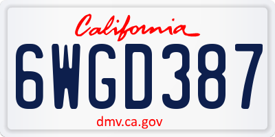 CA license plate 6WGD387