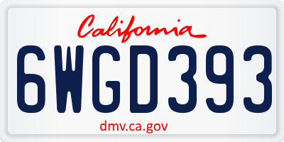 CA license plate 6WGD393