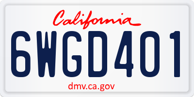 CA license plate 6WGD401