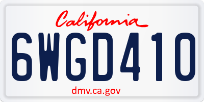 CA license plate 6WGD410