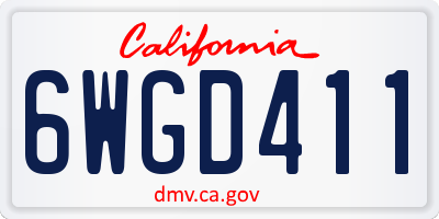 CA license plate 6WGD411
