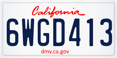 CA license plate 6WGD413