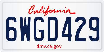 CA license plate 6WGD429